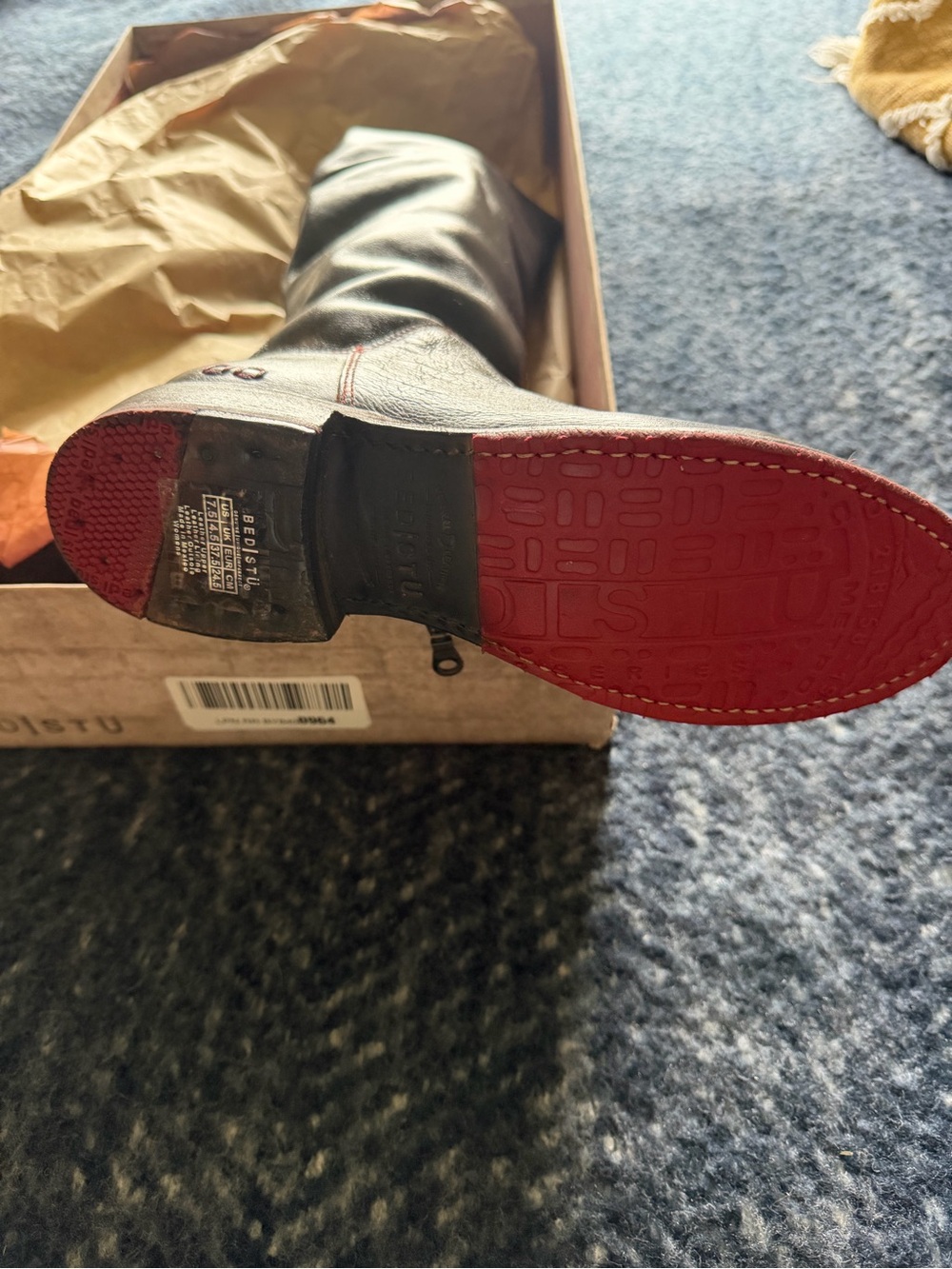 NIB BED|STU Manchester Black Hand Wash Shoe Box Label boot sz 7.5 orig. $395 - Picture 3 of 5